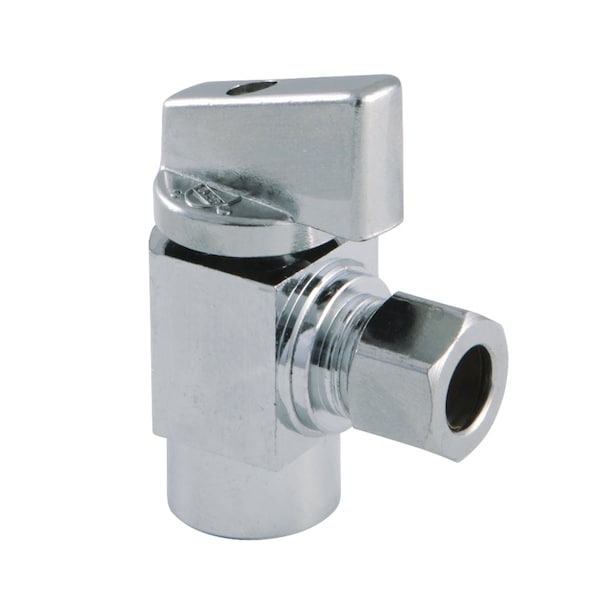 KF33101CTL 3/8" IPS x 3/8" O.D Comp Quarter Turn Angle Stop Valve, Chrm